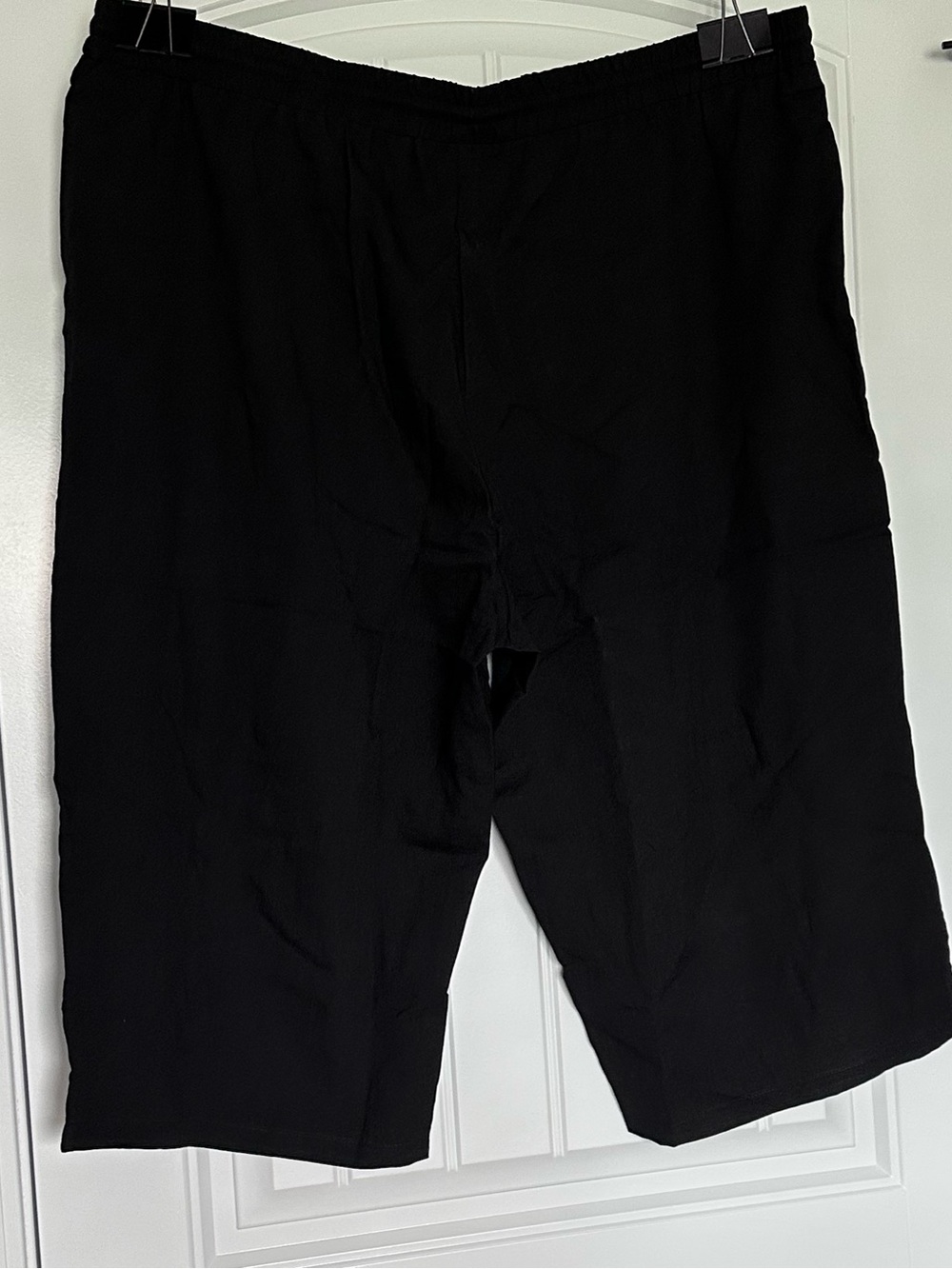 NWT Riyiper Linen Blend Wide Leg Crop Pants Black Elastic Waist - Picture 3 of 7